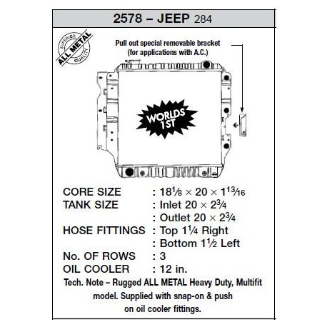 87-04 Jeep Wrangler (3 row copper core / AT & MT)